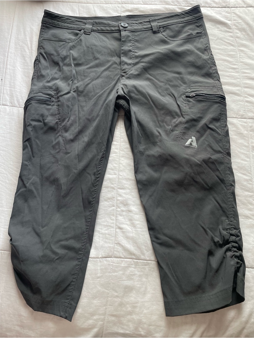 Eddie Bauer First Ascent Gray Capri Hiking Crop Pants 14 Gorpcore Outdoor Camp